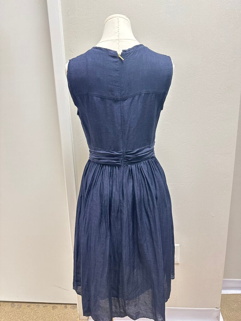 Tory Burch Navy Linen Midi Dress