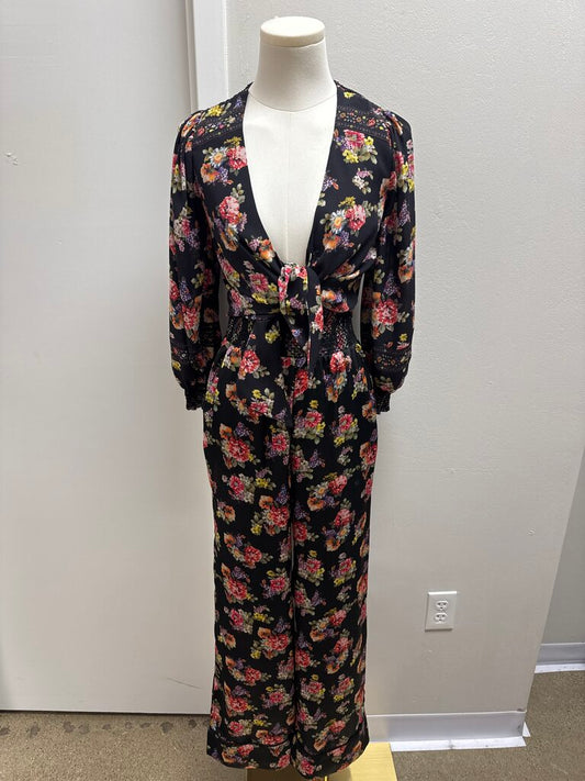 alice + olivia Black Floral Smocked Top and Pant