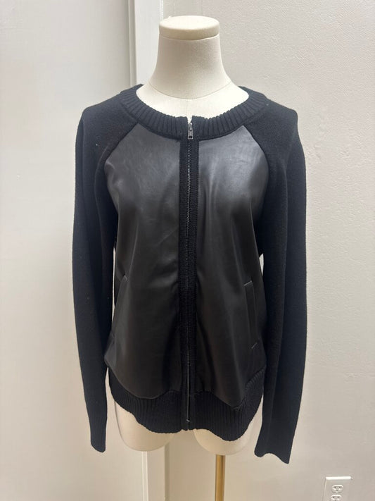 Evereve Faux Leather and Knit Zip Up Jacket