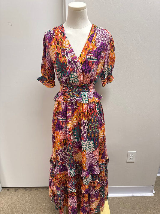 Avara Abstract Print Maxi Dress NWT