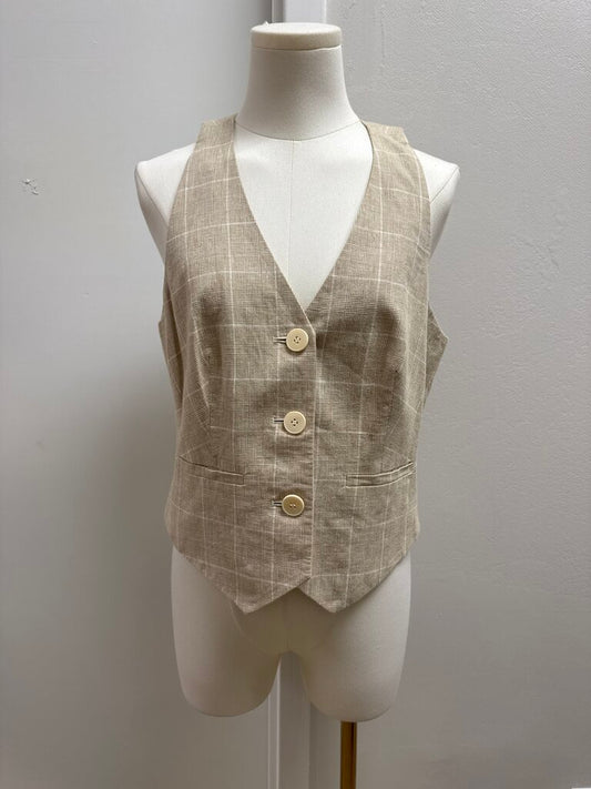 Madewell Tan Glen Plaid Vest NWT