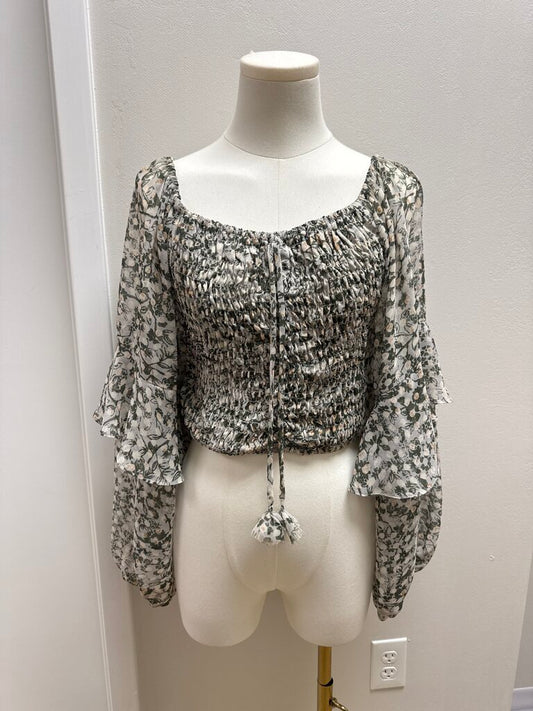 Misa Sage Floral Smocked Blouse