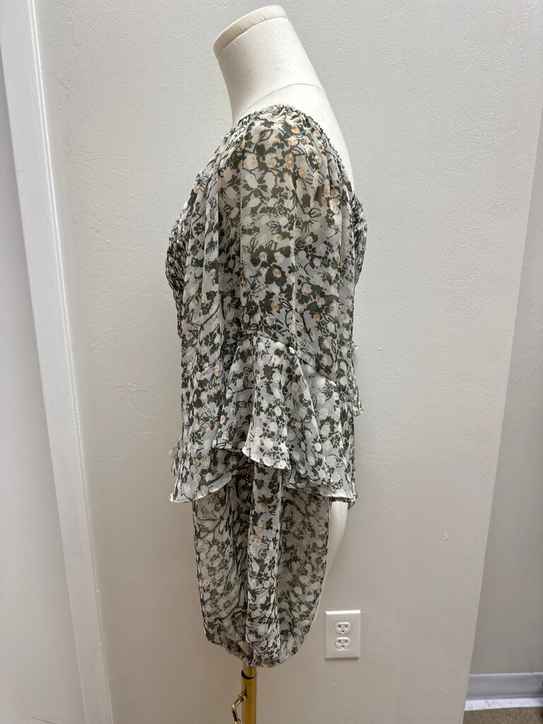 Misa Sage Floral Smocked Blouse