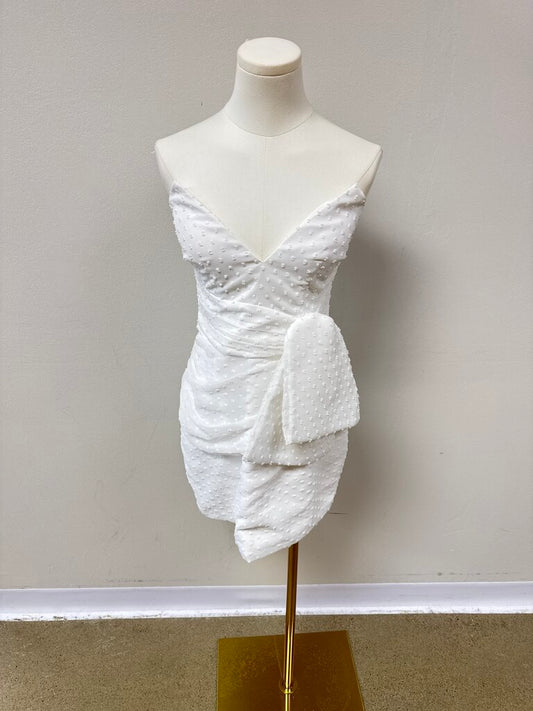 Katie May White Swiss Dot Strapless Dress NWT