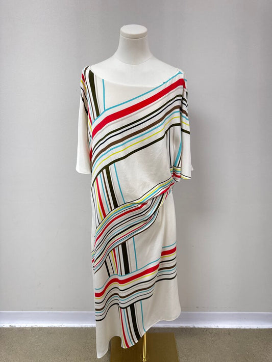 St John Striped Silk Maxi Dress