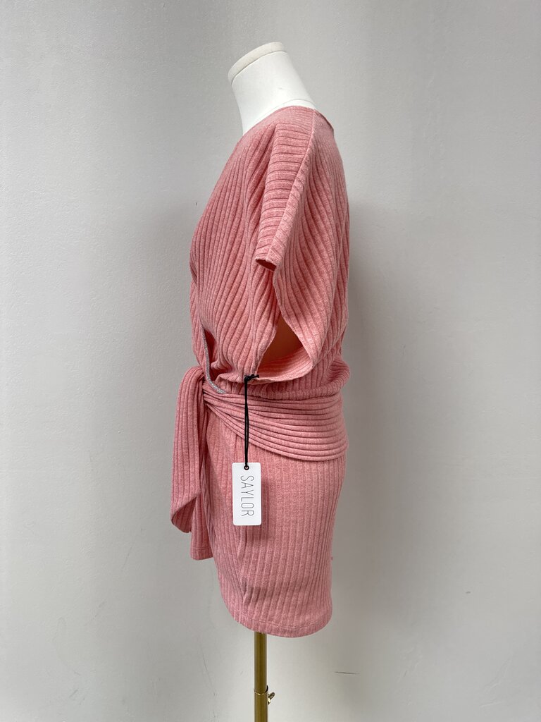 Saylor Dusty Rose Ribbed Knit Dress NWT