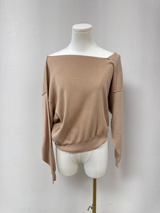 Line and Dot Camel Asymmetrical Top NWT