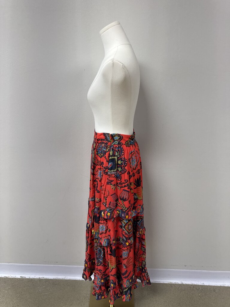 Farm Rio Red Printed Maxi Skirt