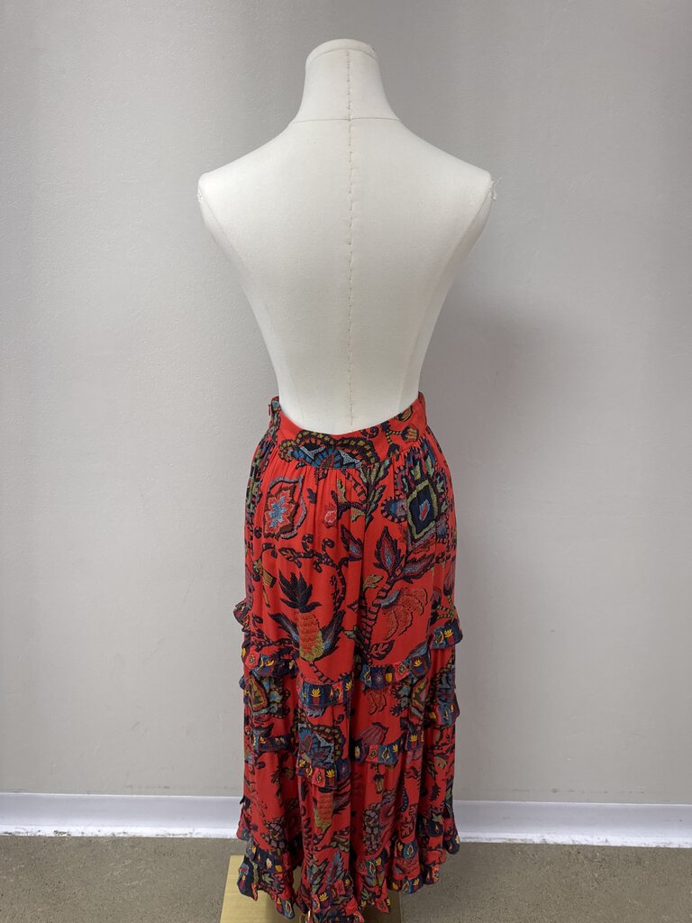 Farm Rio Red Printed Maxi Skirt