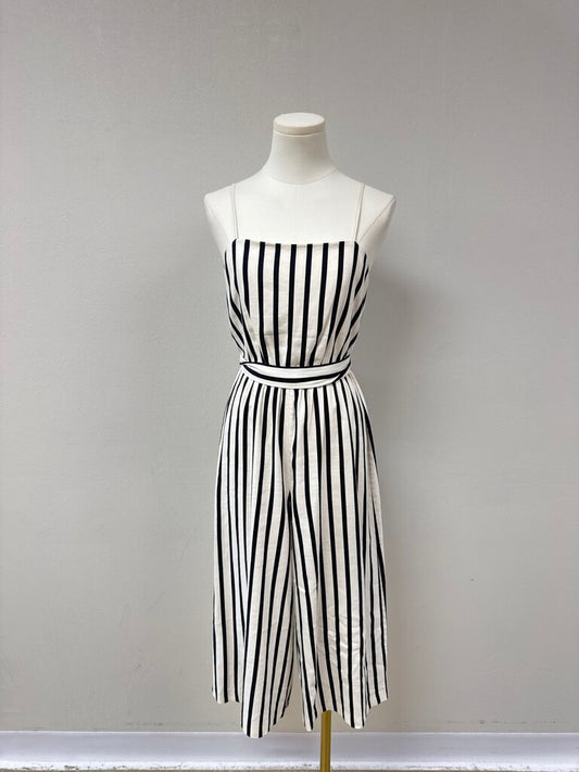 alice + olivia Black and White Striped Jumpsuit