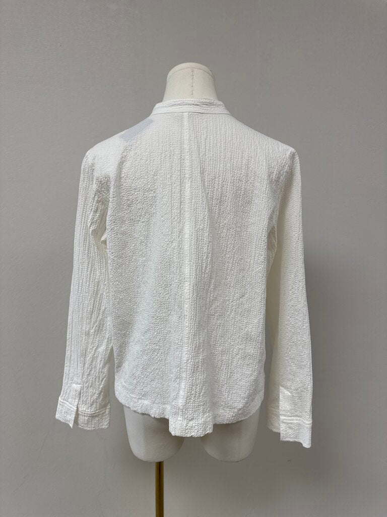 Eileen Fisher White Boxy Button Up