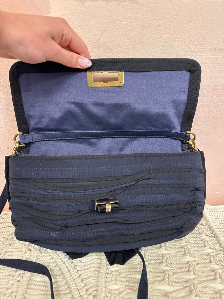 Lanvin Navy and Black Ribbon Shoulder Bag