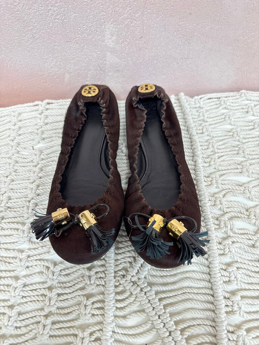 Tory Burch Brown Calf Hair Ballet Flat