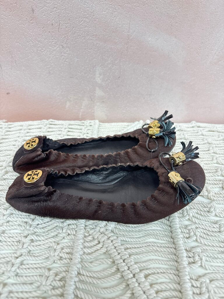 Tory Burch Brown Calf Hair Ballet Flat