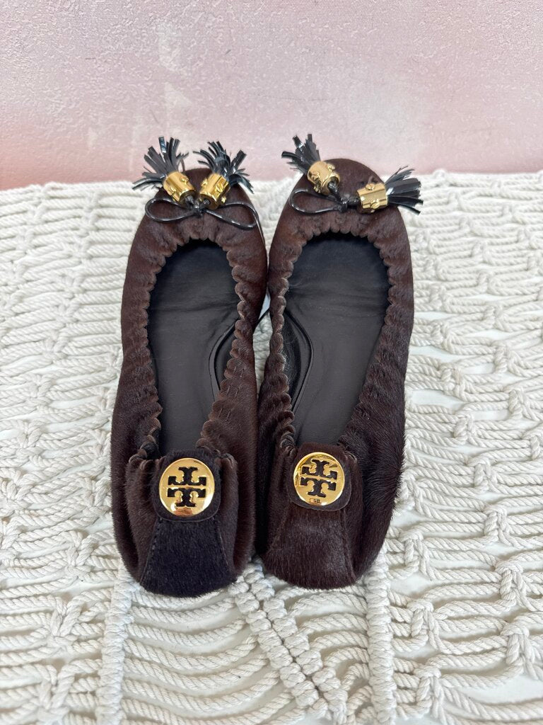 Tory Burch Brown Calf Hair Ballet Flat