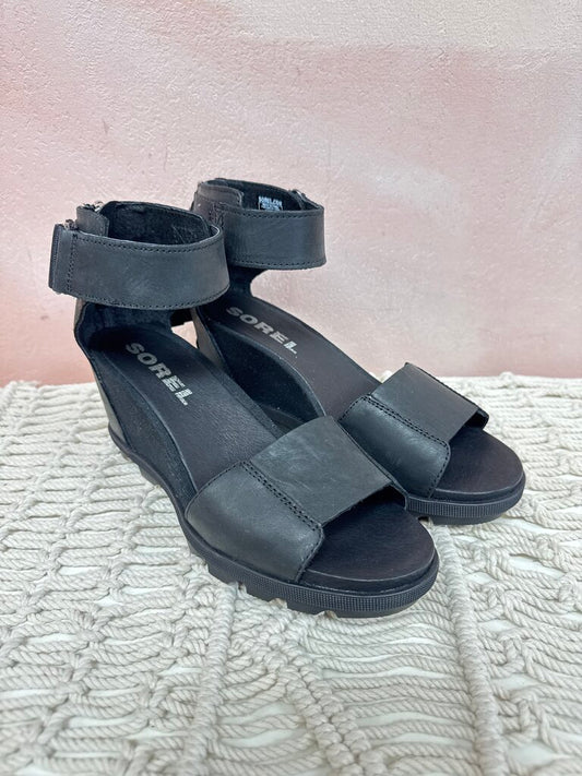 Sorel Black Wedge Sandal