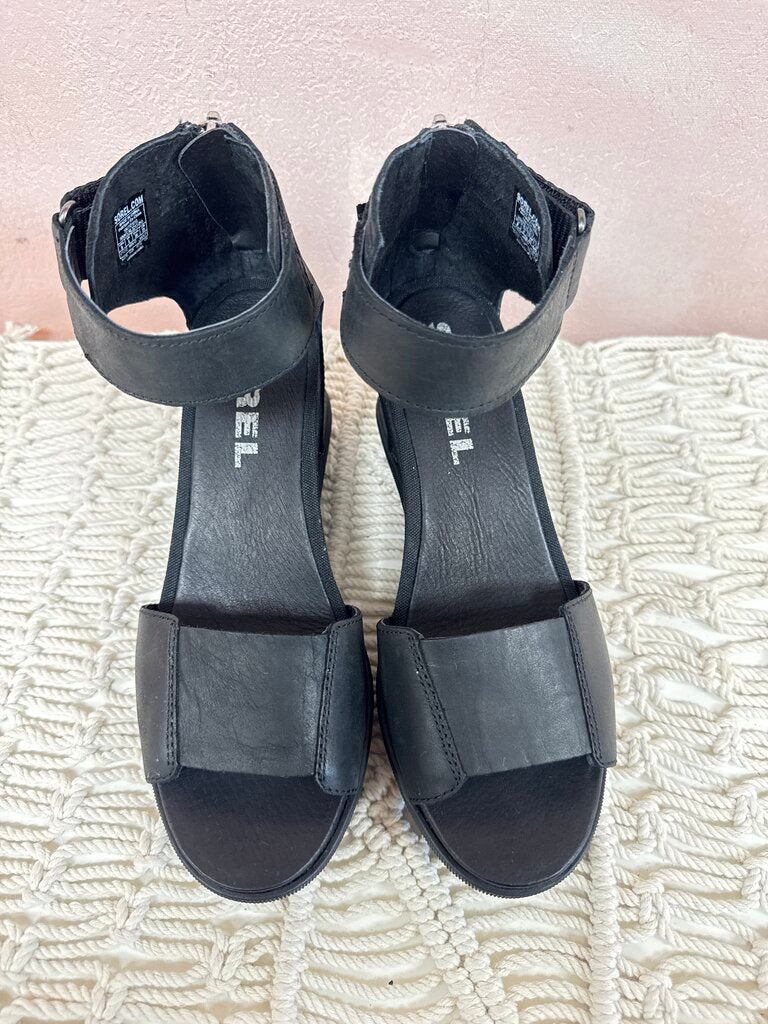 Sorel Black Wedge Sandal