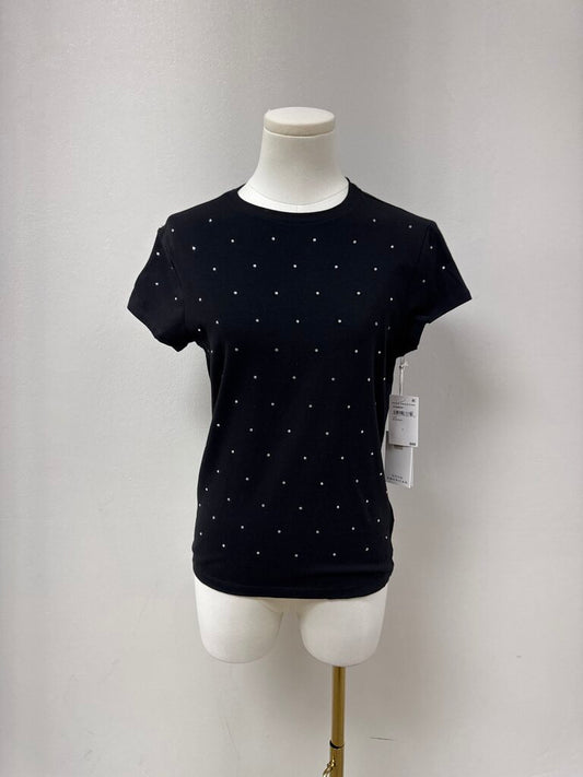 Good American Black Crystal Tee NWT