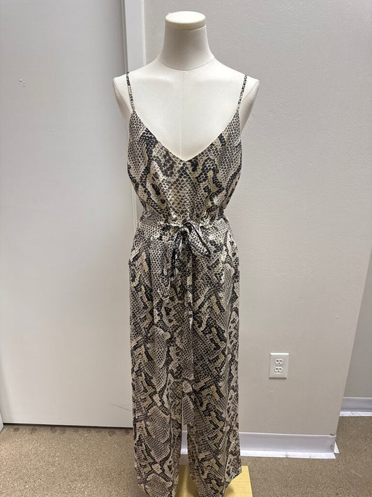 L'Agence Snake Print Belted Jumpsuit