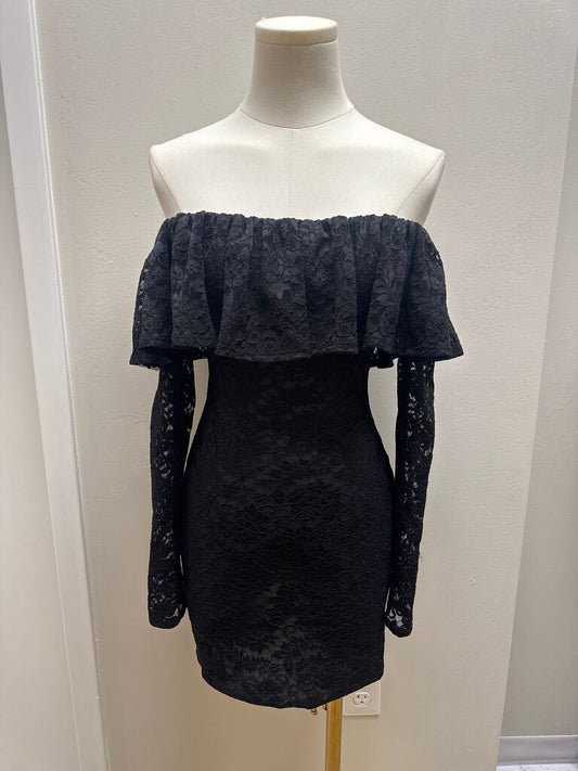 Caroline Constas Black Lace Dress
