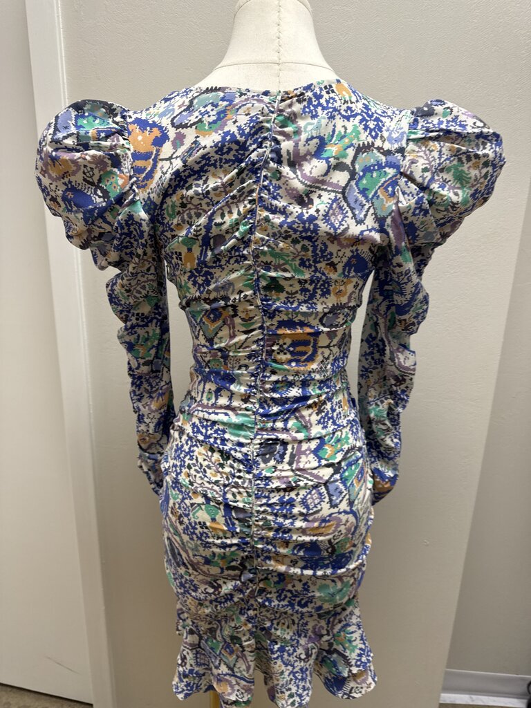 Isabel Marant Blue Floral Ruched Midi Dress