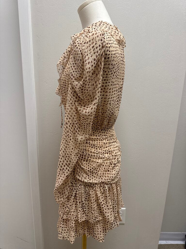 Ulla Johnson Beige Dot Midi Dress
