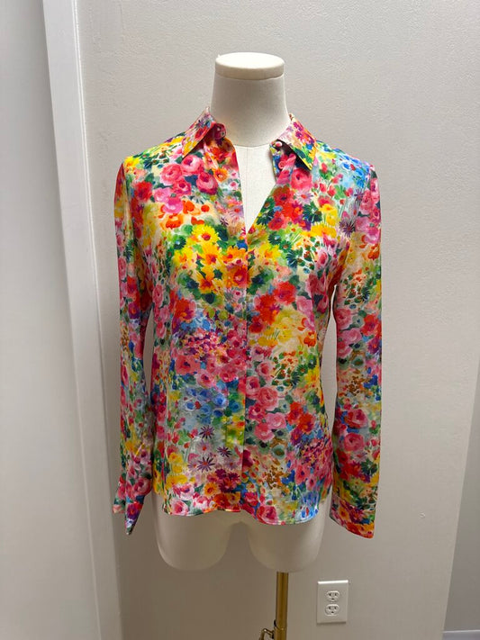 alice + olivia Floral Button Up Top