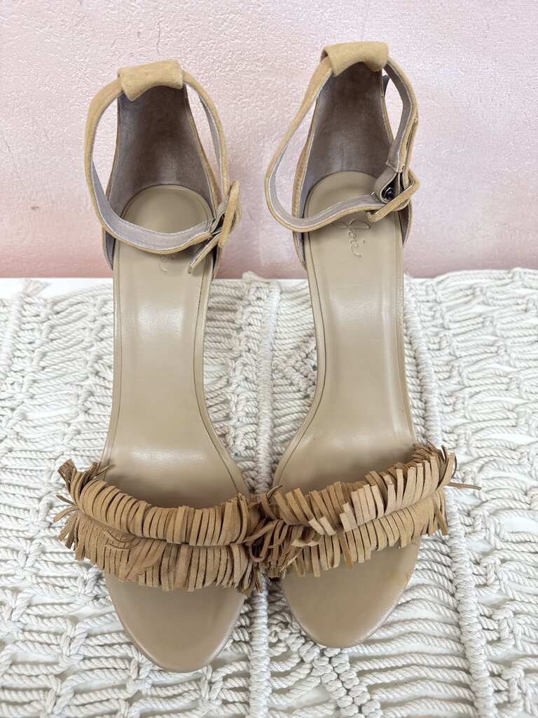 Joie Tan Suede Fringe Sandal