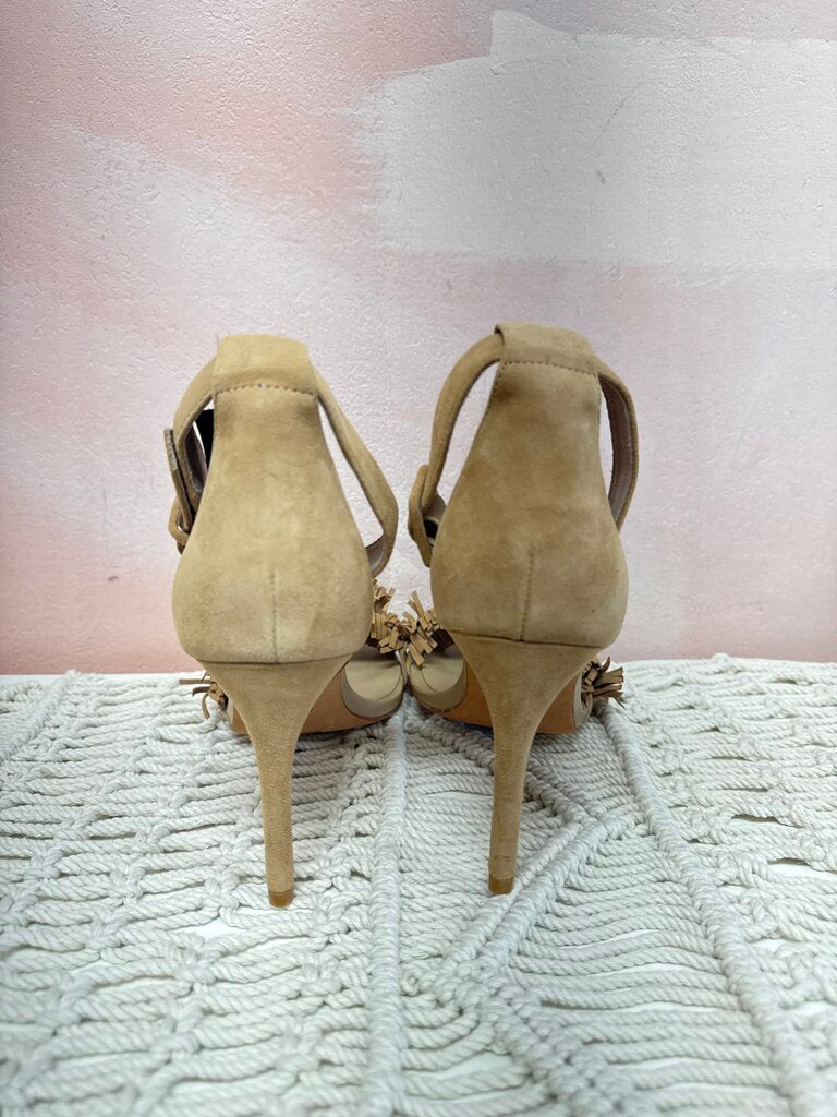 Joie Tan Suede Fringe Sandal