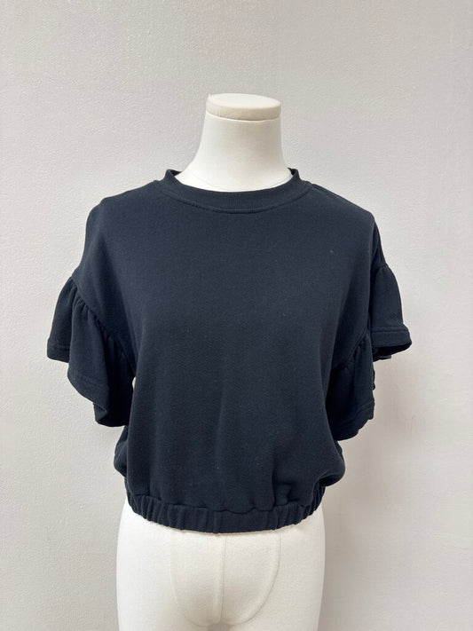 alice + olivia Black Ruffle Sweatshirt