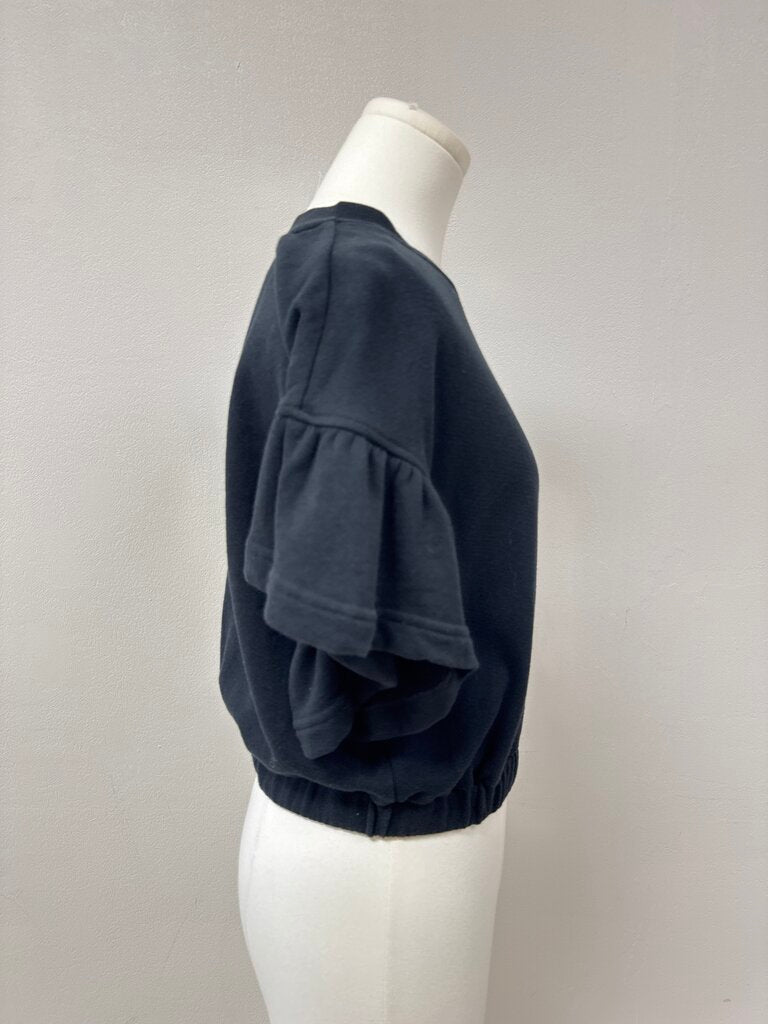 alice + olivia Black Ruffle Sweatshirt