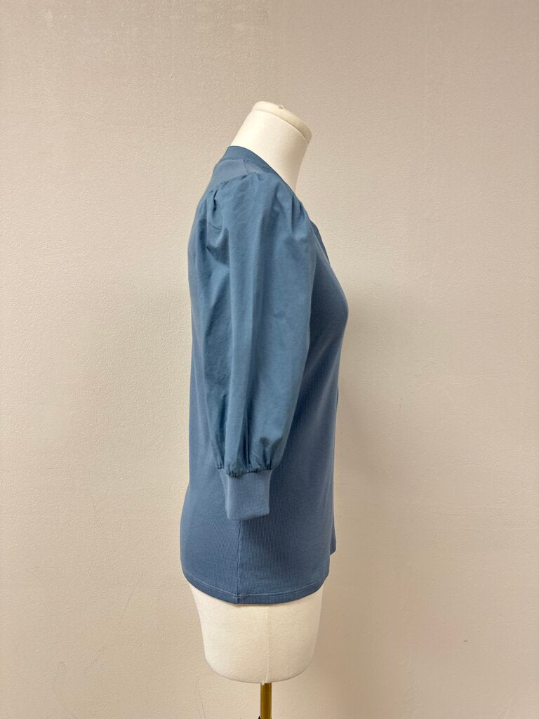 Veronica Beard Slate Ribbed Henley