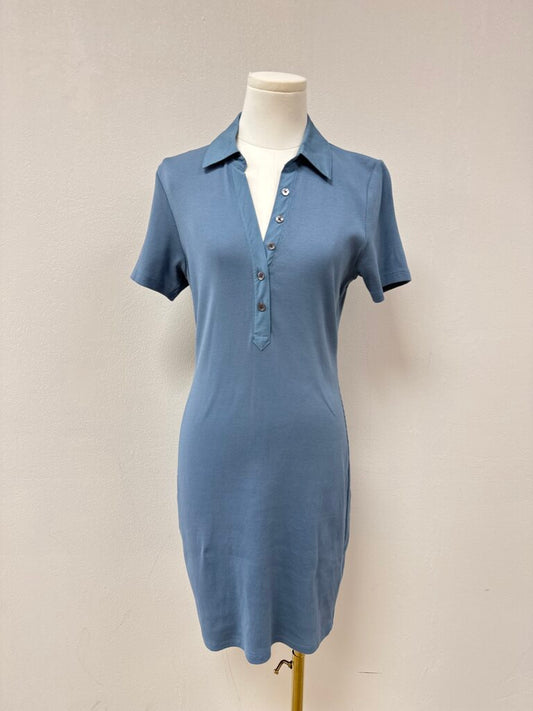 Veronica Beard Slate Ribbed Polo Dress
