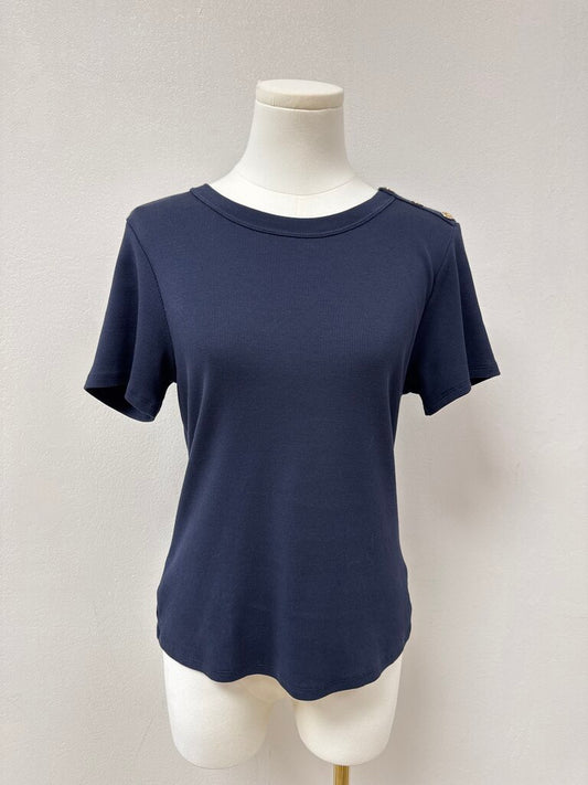 Veronica Beard Navy Ribbed Tee