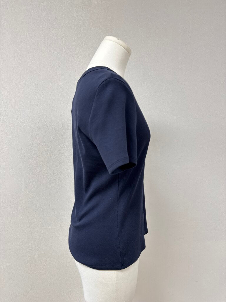 Veronica Beard Navy Ribbed Tee