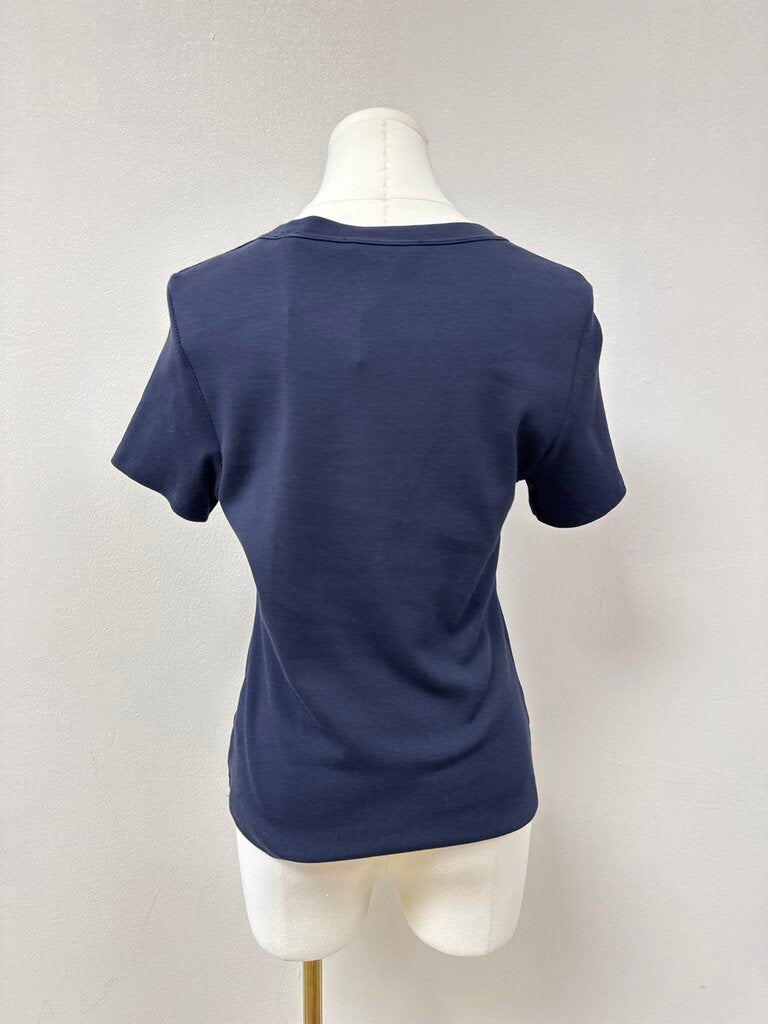 Veronica Beard Navy Ribbed Tee