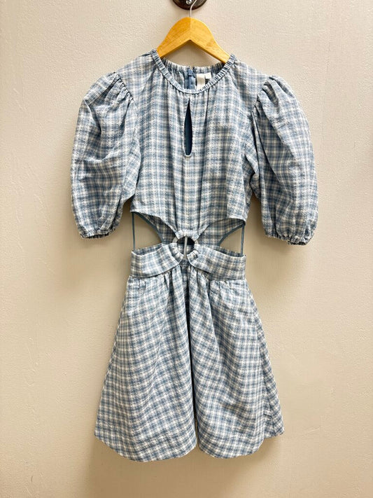Jonathan Simkhai Blue Plaid Cut Out Dress