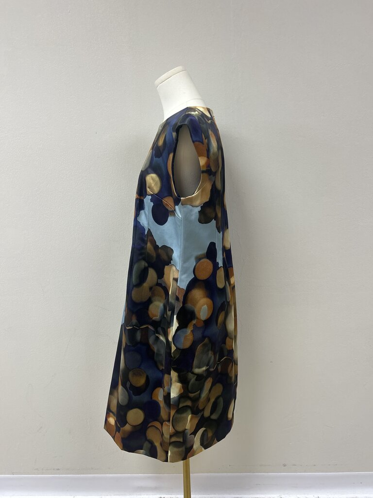 Lafayette 148 Blue Satin Watercolor Sheath Dress