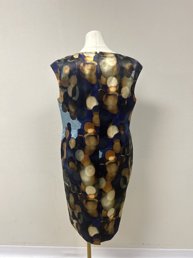 Lafayette 148 Blue Satin Watercolor Sheath Dress