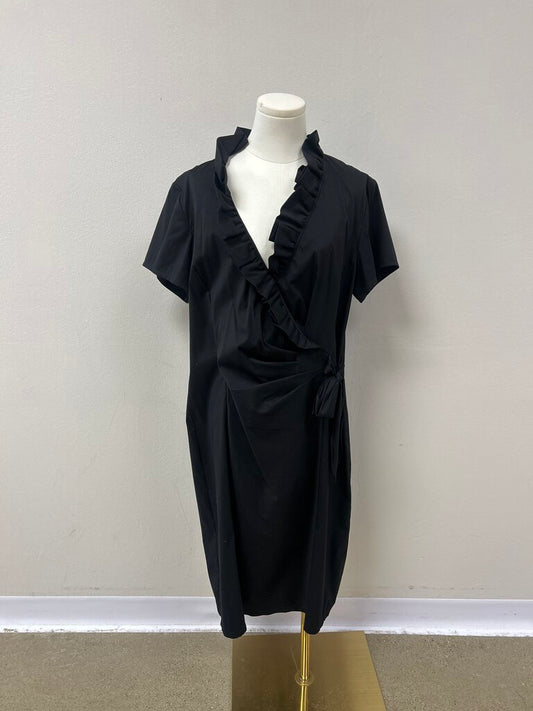 Lafayette 148 Black Ruffle Wrap Dress NWT