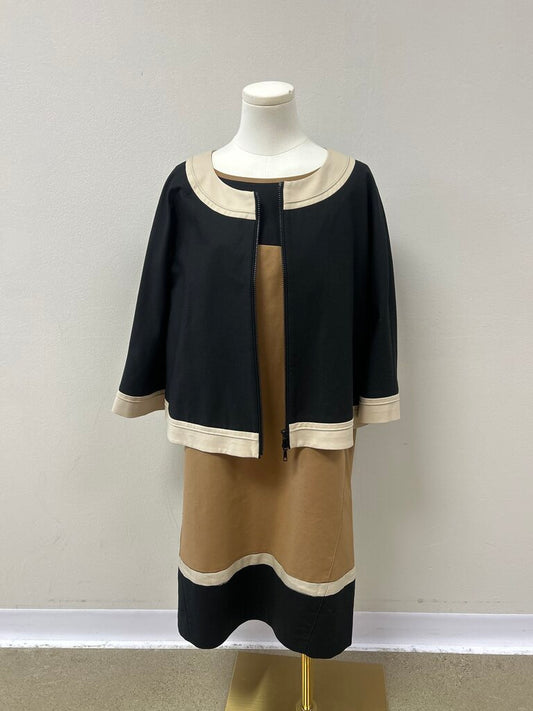 Lafayette 148 Black and Tan Sheath Dress w/Matching Jacket NWT