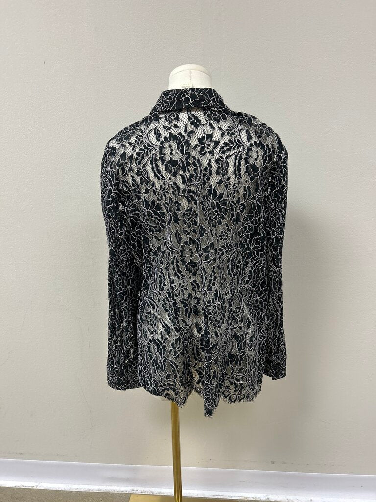 Oscar de la Renta Black Lace Vintage Button Up