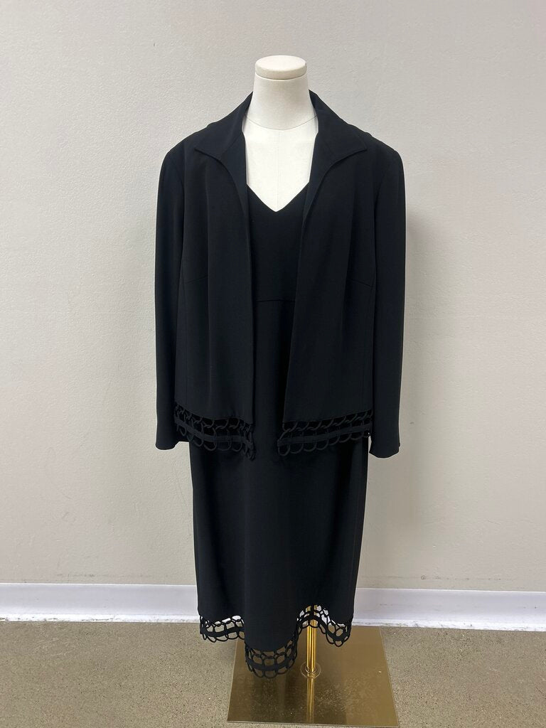 Lafayette 148 Black V-Neck Sheath Dress w/Matching Jacket