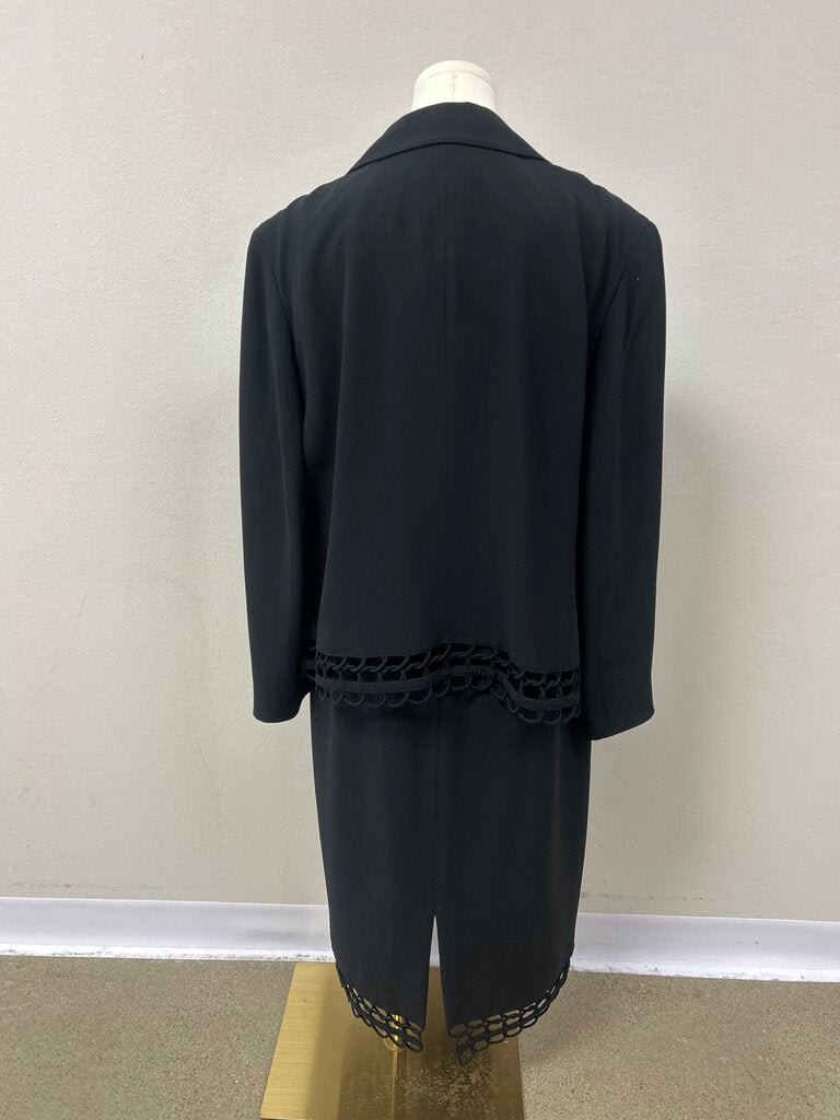 Lafayette 148 Black V-Neck Sheath Dress w/Matching Jacket
