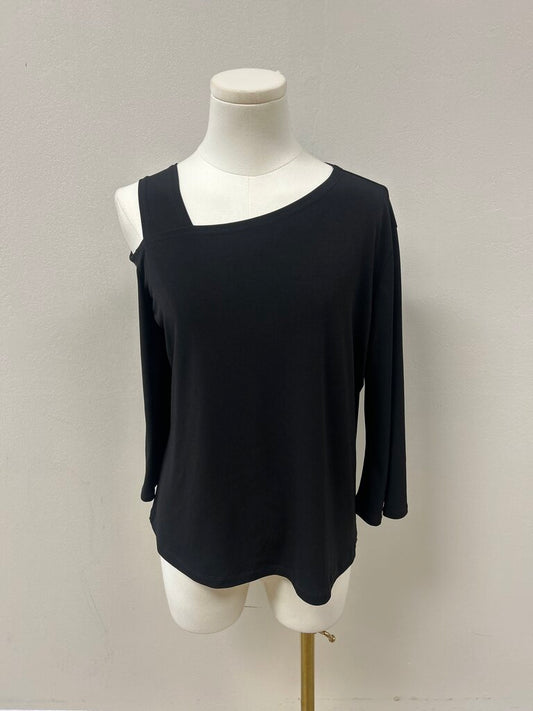Sun Woo Black Cold Shoulder Tee
