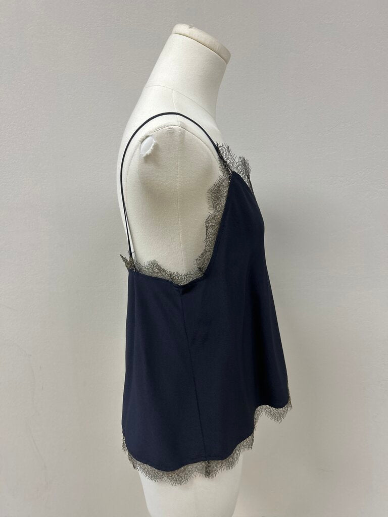 Etro Blue and Gold Lace Silk Cami