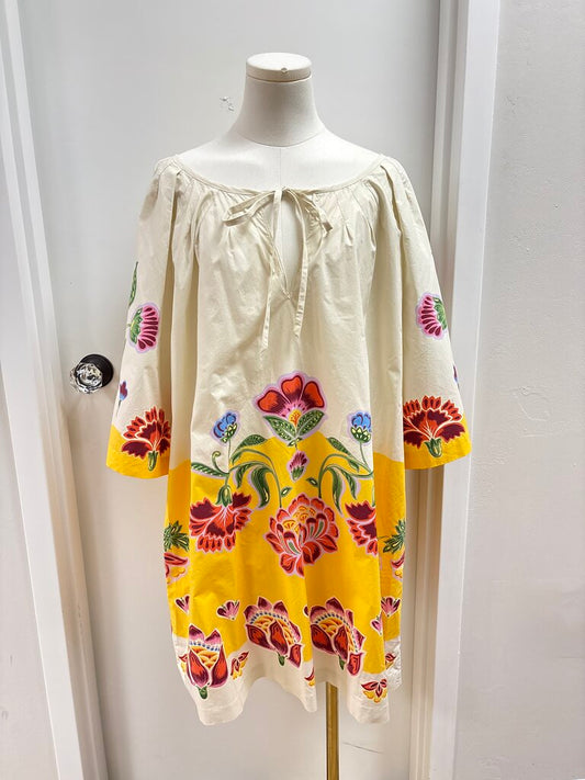 La Double J Yellow Floral Midi Dress