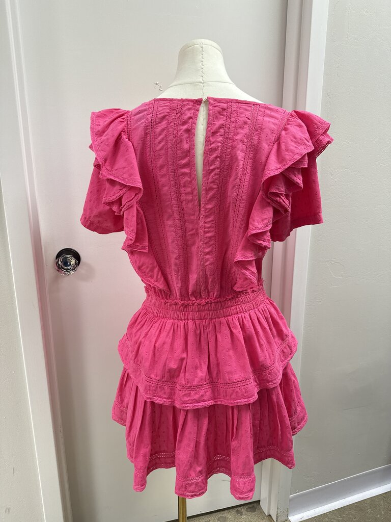 LoveShackFancy Hot Pink Eyelet Mini Dress