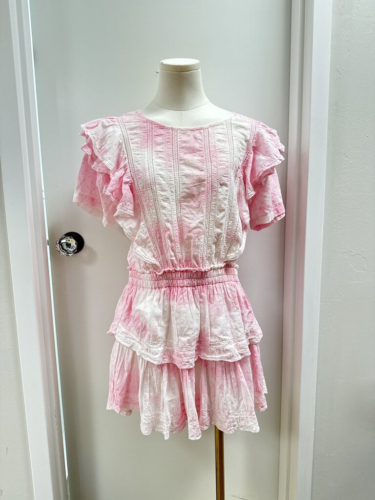 LoveShackFancy Pink Eyelet Mini Dress