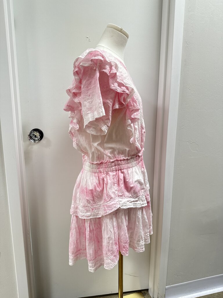 LoveShackFancy Pink Eyelet Mini Dress